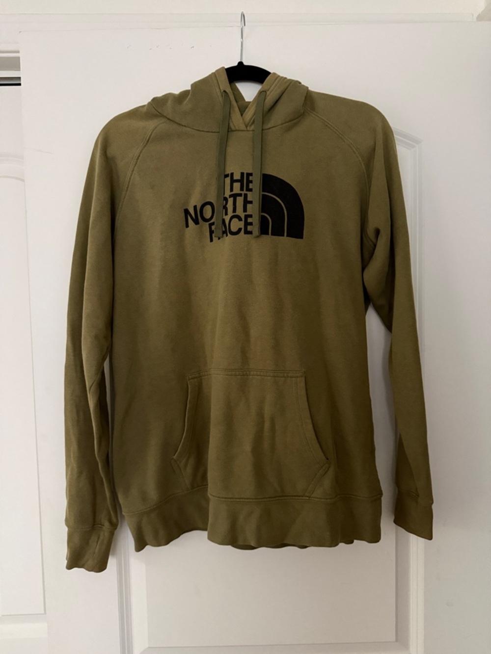 The North Face Olive Green Crewneck Hoodie with Black Logo